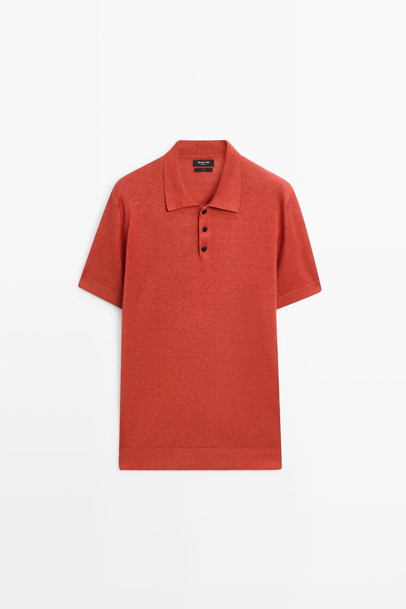 100% linen knit polo shirt