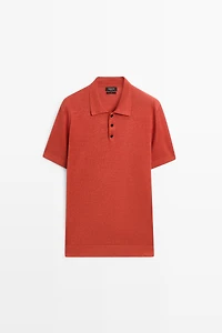100% linen knit polo shirt