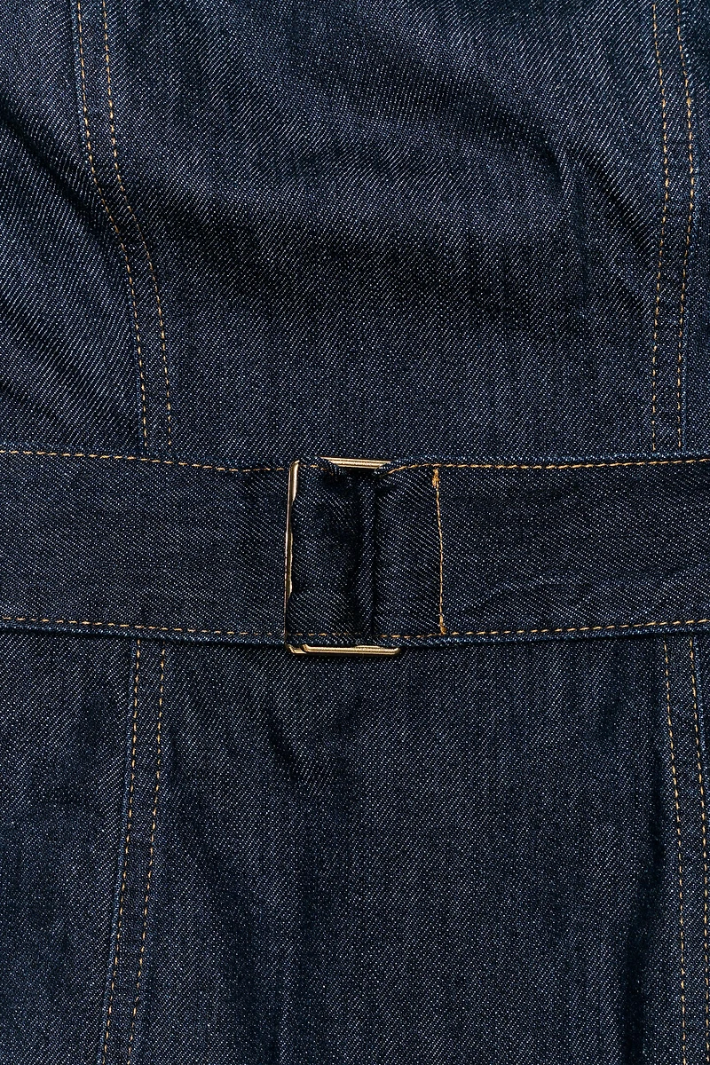 Z1975 DENIM STRAPLESS BELTED TOP