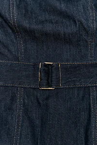 Z1975 DENIM STRAPLESS BELTED TOP
