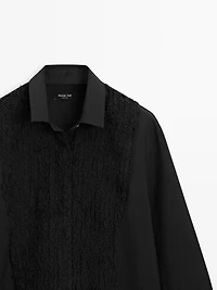 Bib front shirt with embroidered detail