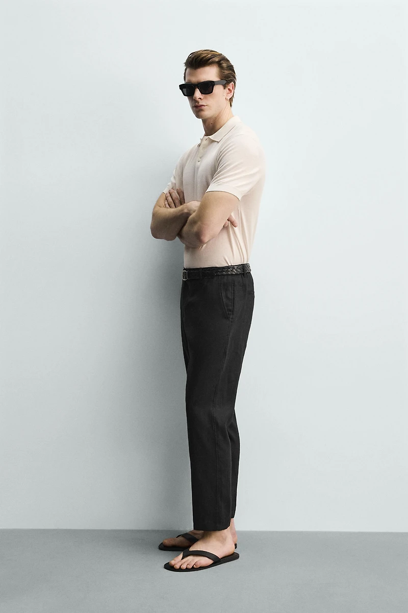 100% LINEN REGULAR FIT PANTS