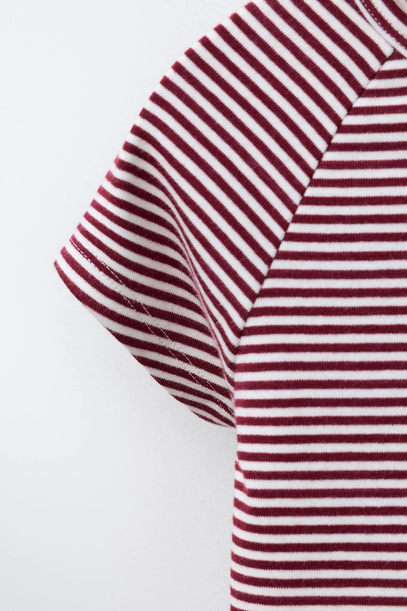 RAGLAN SLEEVE T-SHIRT WITH MODAL STRIPES