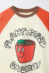 RAGLAN SLEEVE PRINTED T-SHIRT