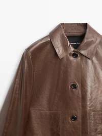 Veste courte en cuir nappa