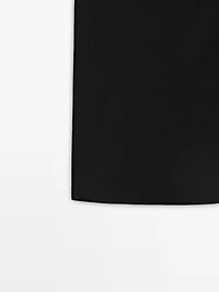 Straight linen blend midi skirt