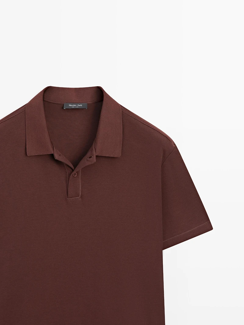 Cotton blend short sleeve polo shirt