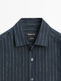 Chemise regular fit à rayures en lin