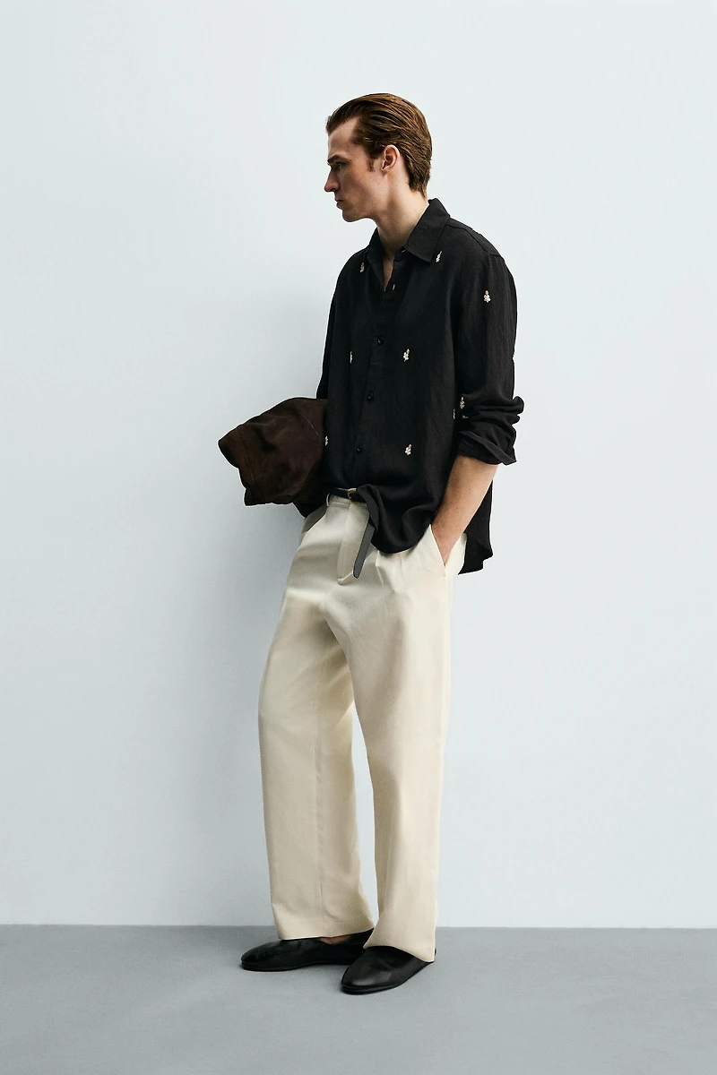 EMBROIDERED FLOWY SHIRT