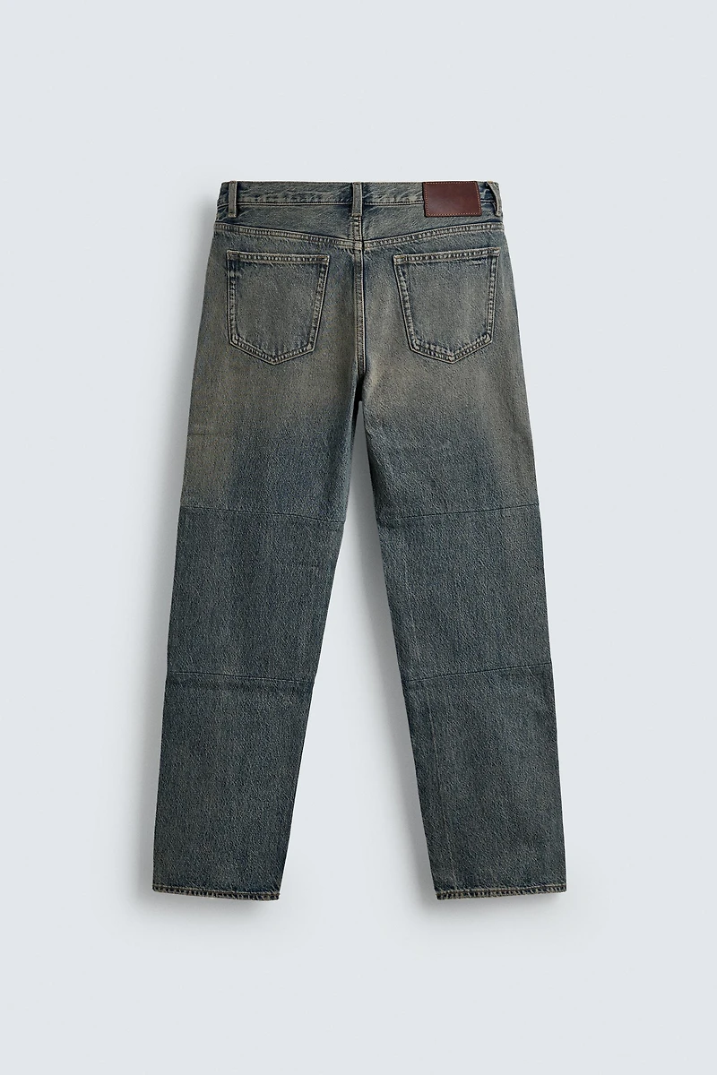 STRAIGHT FIT SEAMED JEANS