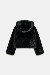 FAUX FUR HOODIE JACKET
