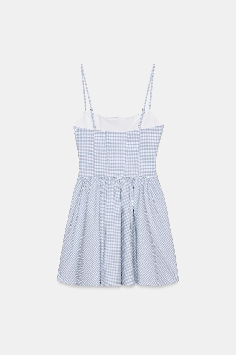 GINGHAM VOLUME BUSTIER DRESS