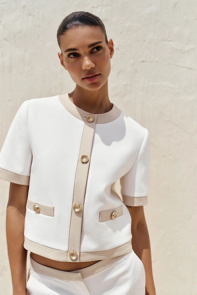 CONTRAST SHORT SLEEVE BLAZER