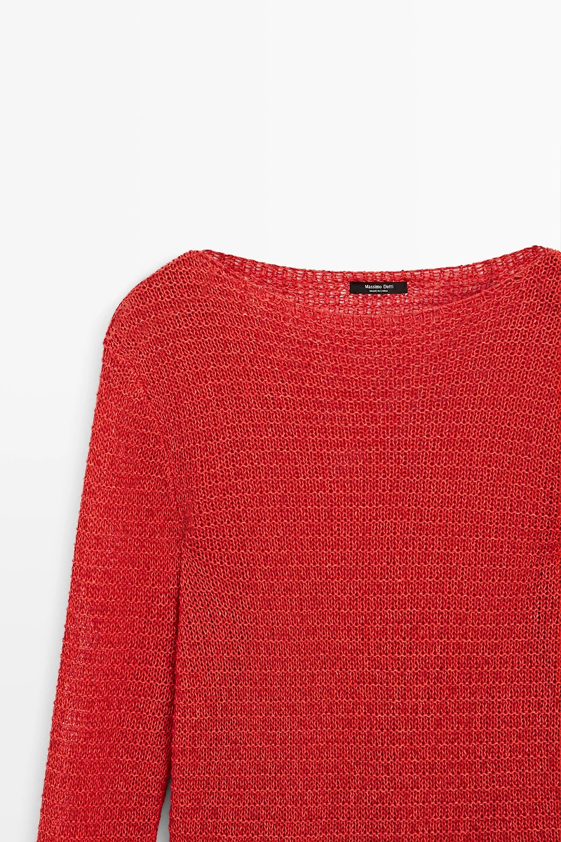 Boat neck knit sweater