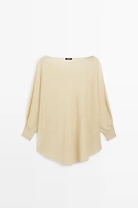 Pull fluide effet cape en lin mélangé