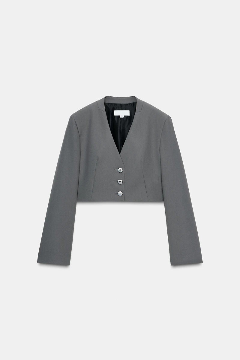 LAPEL-FREE CROPPED BLAZER