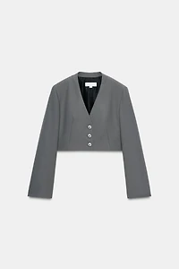 LAPEL-FREE CROPPED BLAZER