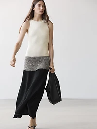 Robe midi maille contrastante 100 % coton