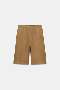 FAUX SUEDE LONG SHORTS