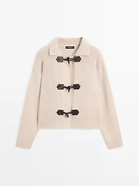 Wool blend cardigan with horn button detail