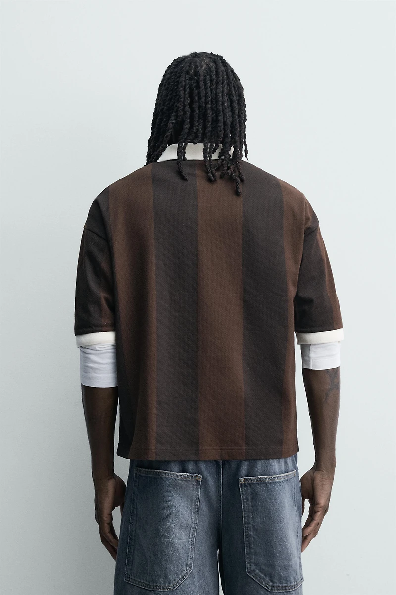 RETRO SOCCER PRINT POLO SHIRT