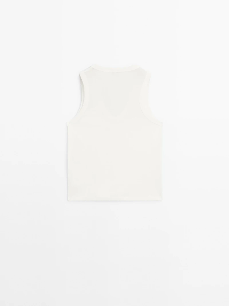T-shirt col V en coton mercerisé