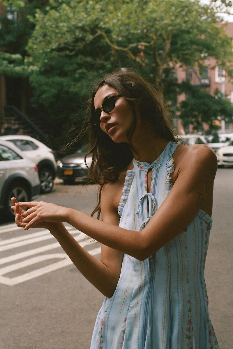 FLORAL PRINT HALTER MINI DRESS