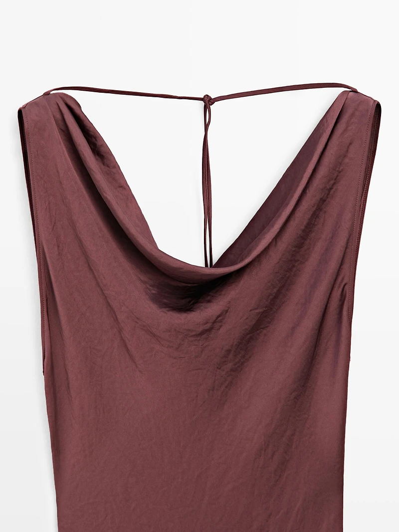 Long satin dress with back detail