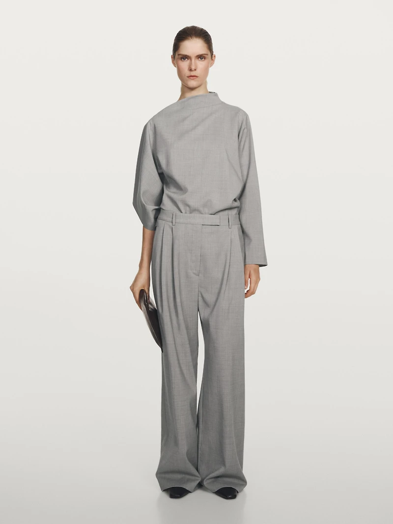 100% wool wide-leg trousers with darts - STUDIO