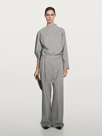 100% wool wide-leg trousers with darts - STUDIO