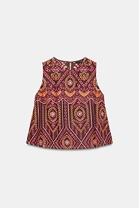 EMBROIDERED EYELET TOP
