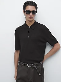 Merino wool knit polo sweater