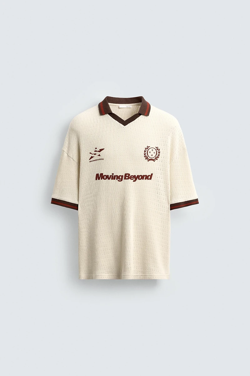 RETRO SOCCER TEXTURED POLO SHIRT