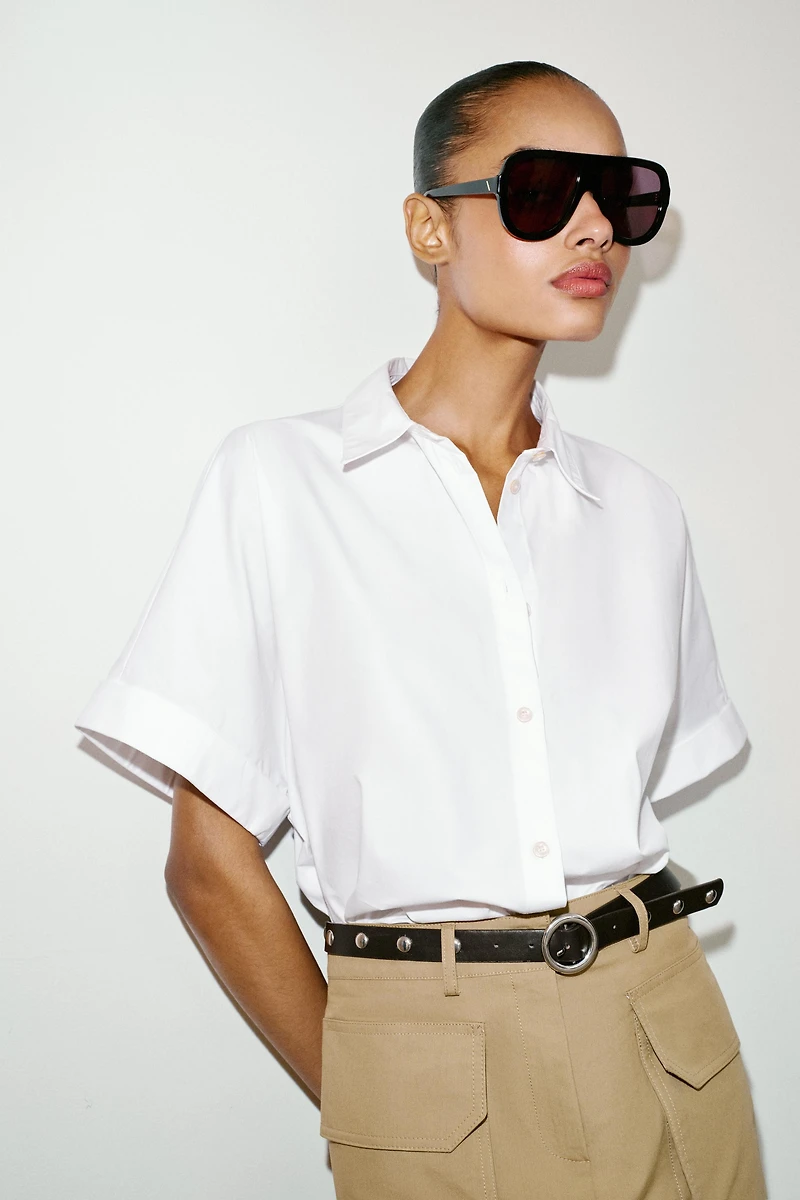 CHEMISE POPELINE MANCHES COURTES