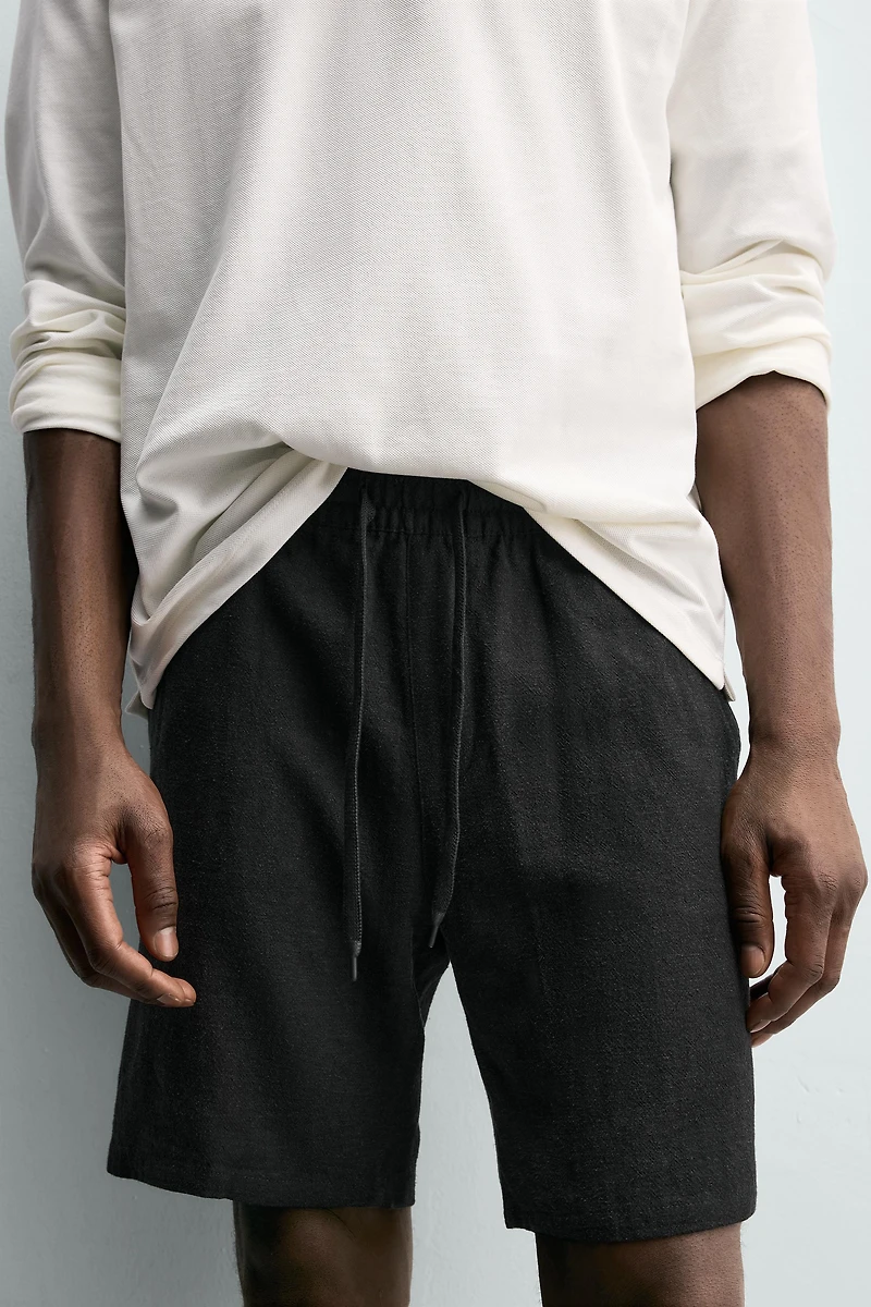 VISCOSE LINEN BLEND RELAXED FIT SHORTS