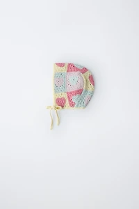 HEART CROCHET KNIT BONNET