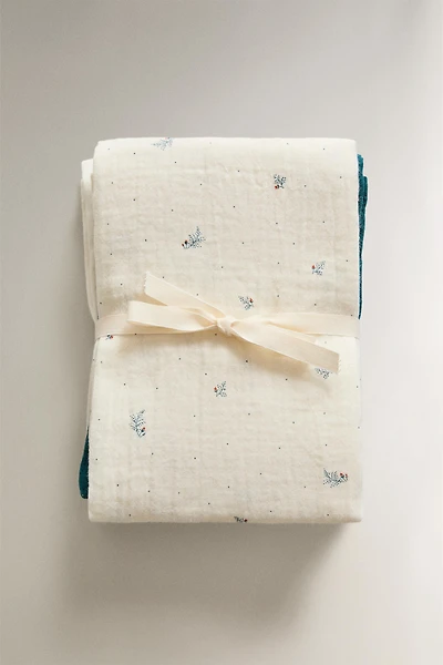 BABY FLORAL MUSLIN CLOTHS (PACK OF 3)