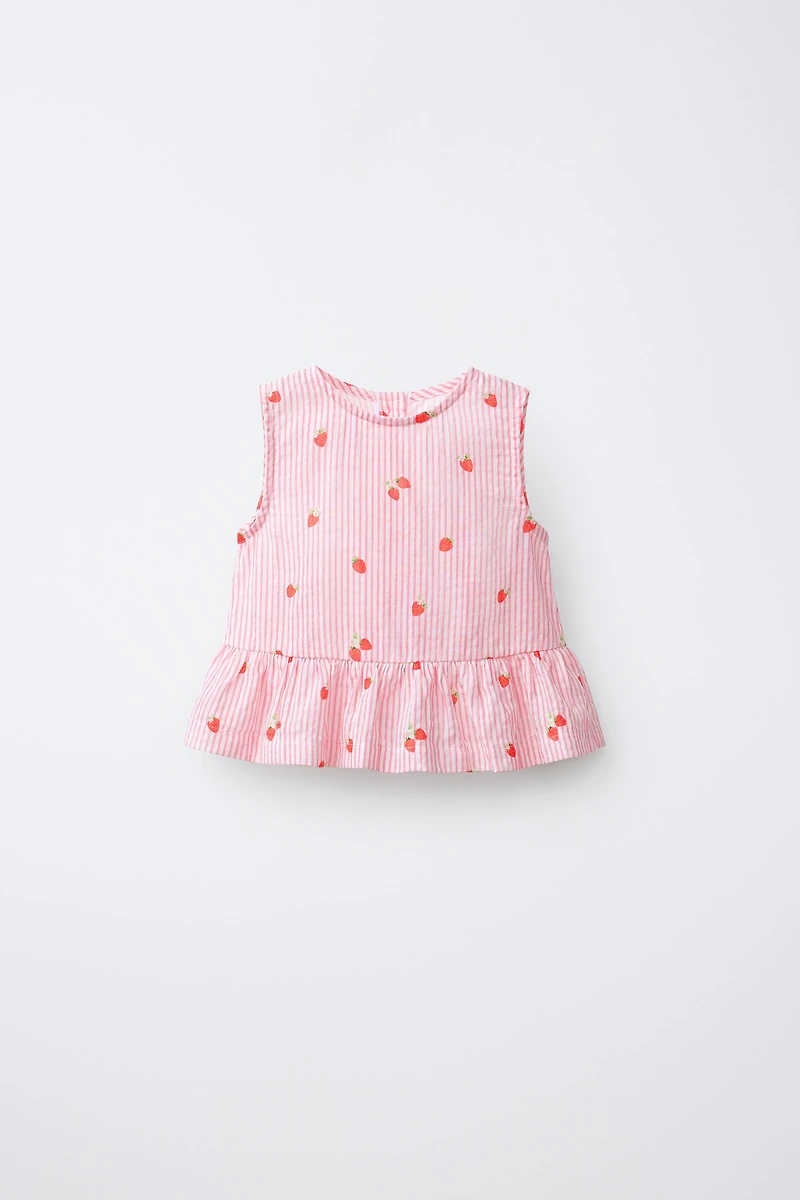 BLOUSE RAYURES ET FRAISES