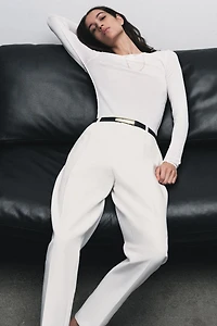 BELTED ANKLE PANTS