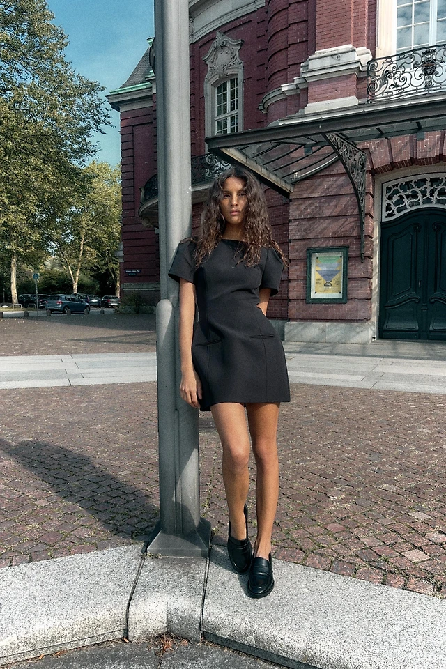 zara black pleated dress ZARA. Black pleated midi dress Tm – Hibuy market main image 0