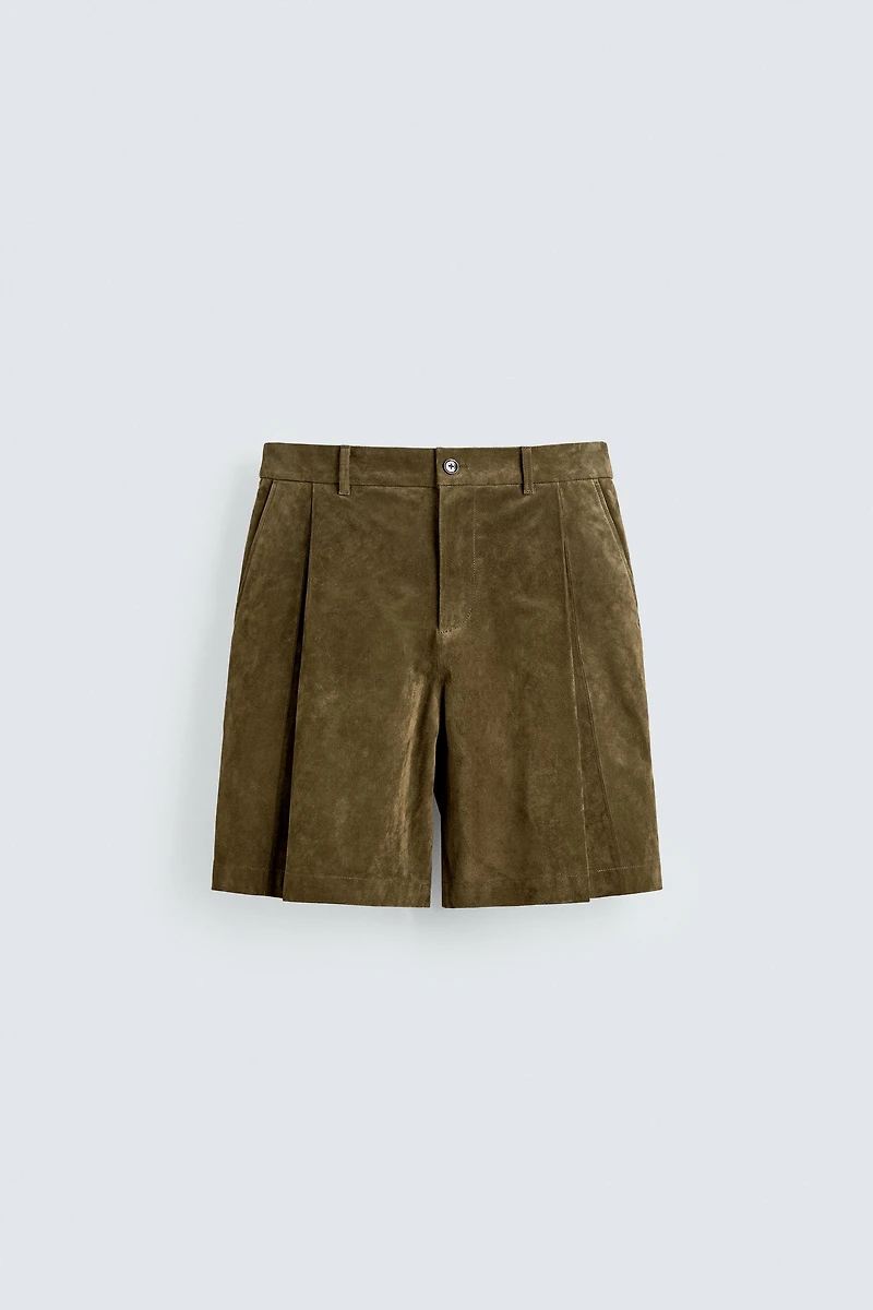 RELAXED FIT SUEDE SHORTS