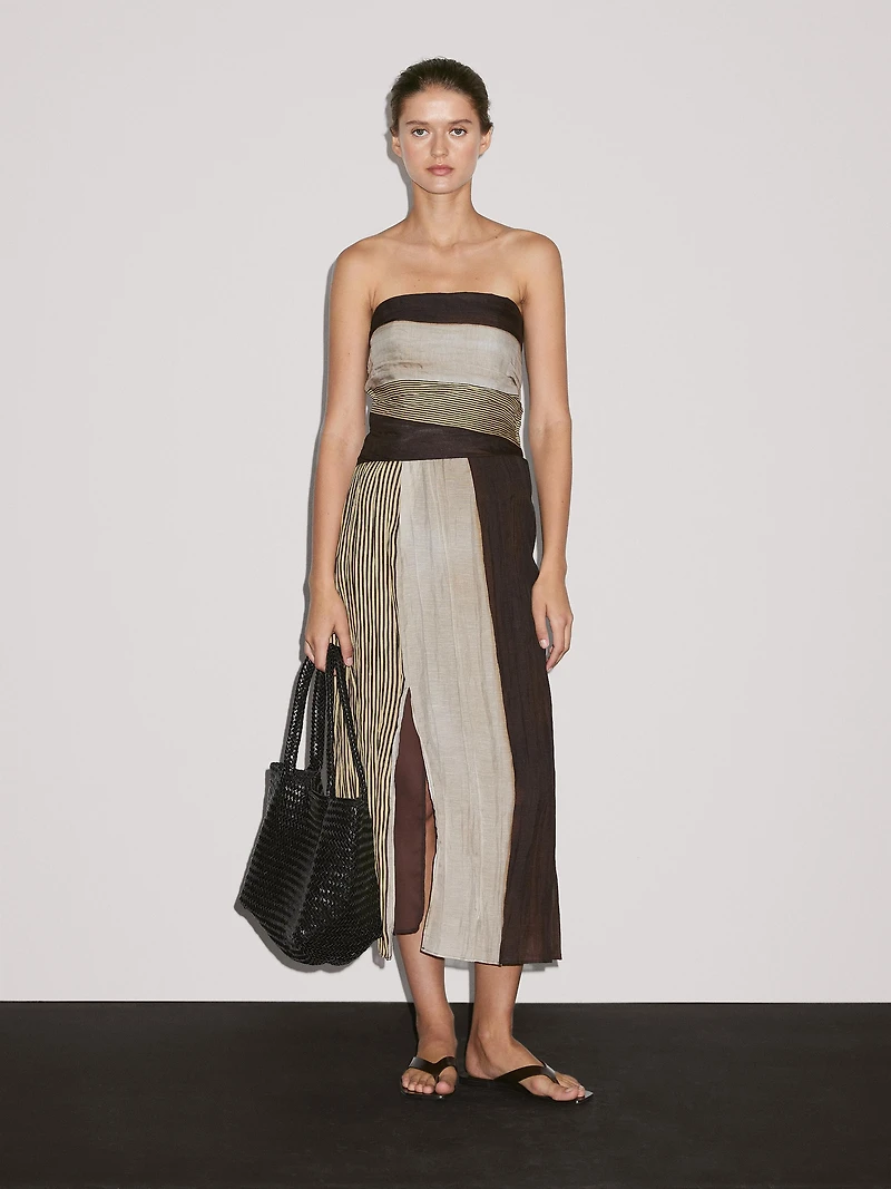 Strapless dress with gathered detail