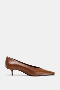 LEATHER KITTEN HEEL SHOES