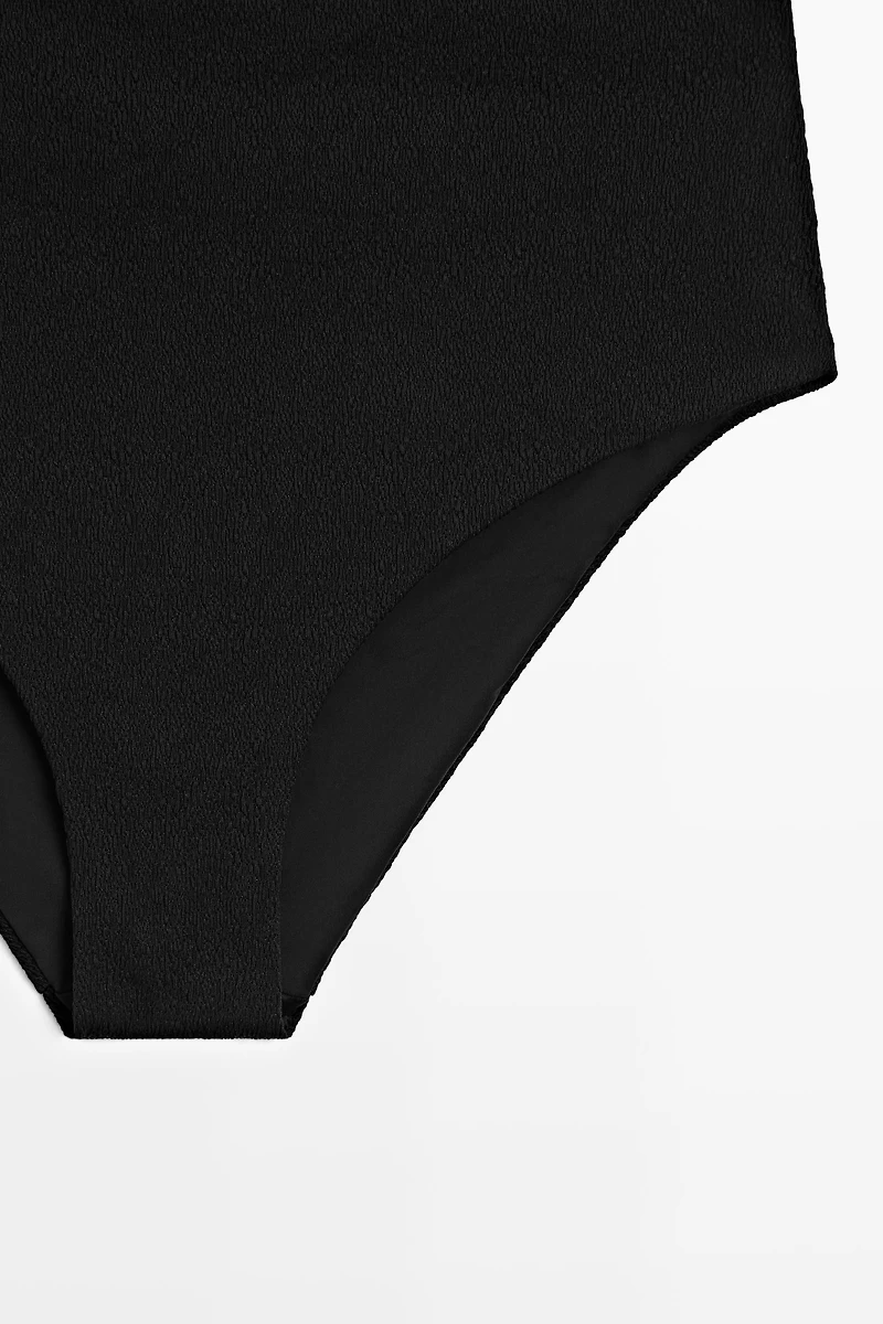 Textured high-waist bikini briefs