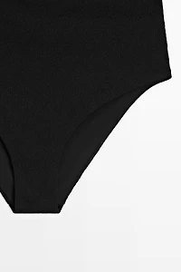 Textured high-waist bikini briefs