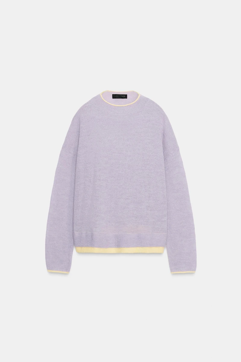 CONTRAST TRIM KNIT SWEATER