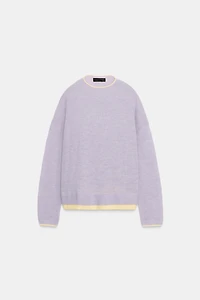 CONTRAST TRIM KNIT SWEATER