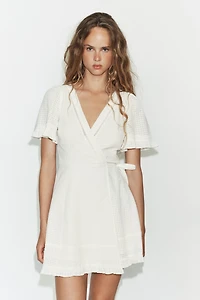 SHORT WRAP TEXTURED DRESS