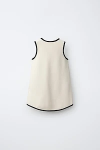 CONTRAST BOW KNIT DRESS
