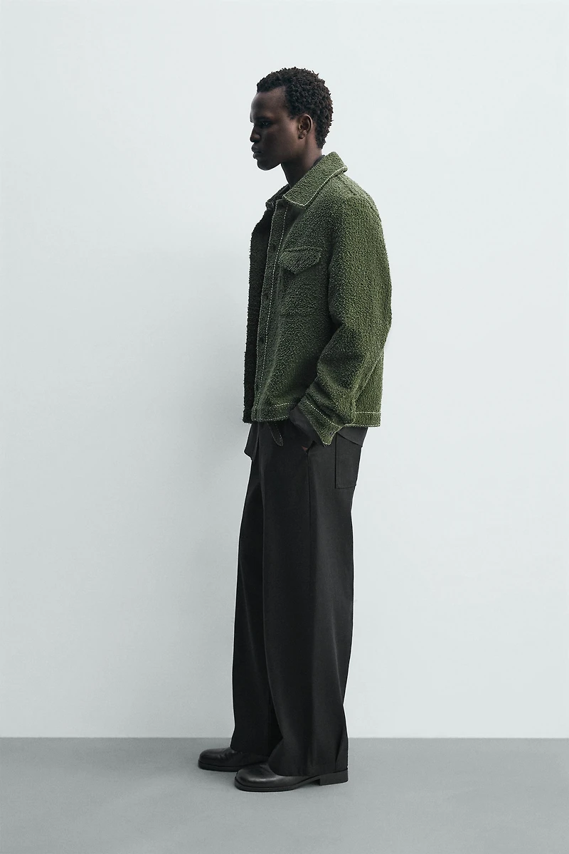 TEXTURED TOPSTITCHING OVERSHIRT
